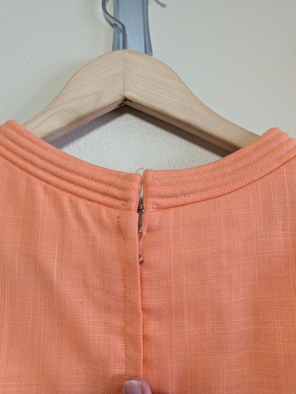 Vintage Handmade Linen Cotton Dress Peach Sleeveless Midi M - Picture 6 of 8